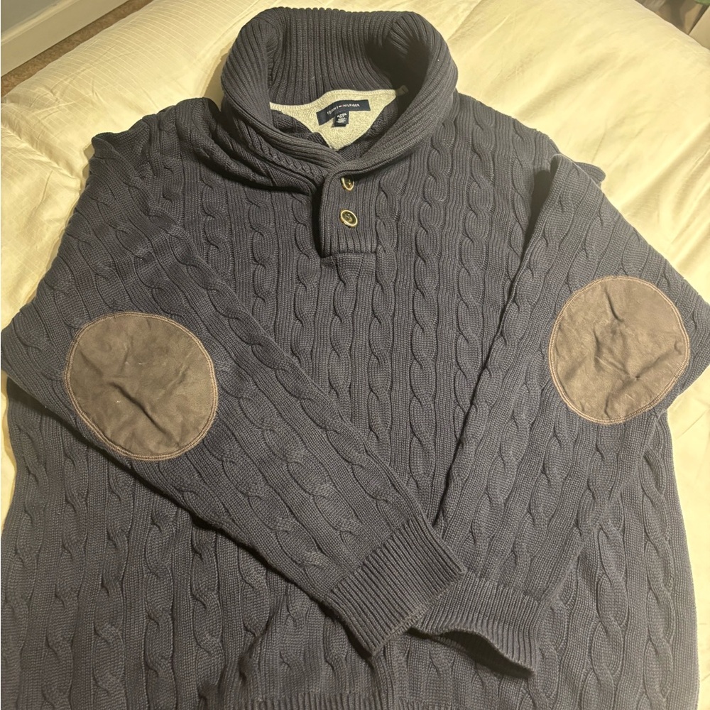 Tommy Hilfiger Dark Gray Cable Knit Turtleneck Sweater